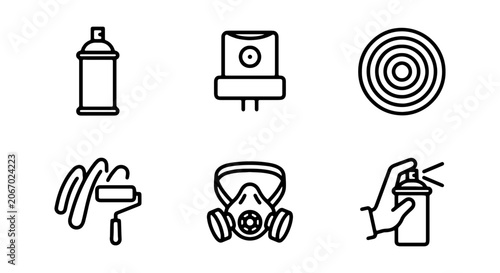 Spray Paint Icons, Graffiti Art Tools, Urban Art Supplies, Street Art Elements