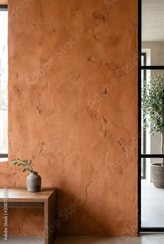 Terracotta Plaster Wall Texture With Handmade Imperfections