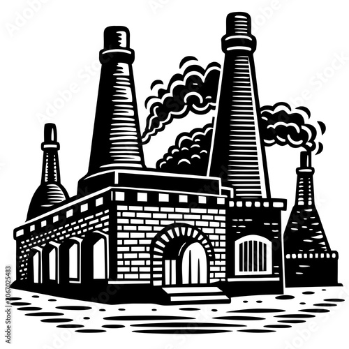 Bild auf Leinwand traditional brick kiln production process, industrial heritage nice view