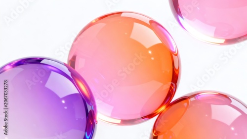 Colorful glass spheres on white background