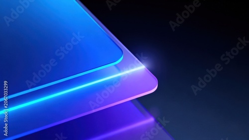 Abstract layered shapes with glowing edges