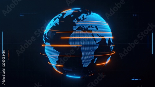Digital globe with glowing lines