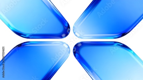 Blue glossy shapes on white background