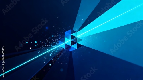 Abstract blue geometric light pattern