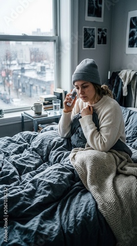 Young Woman Feeling Unwell In Bed During Cold Weather