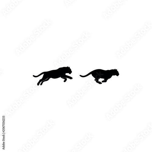 Tiger running silhouette icon vector illustration.
