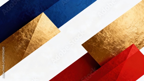 Abstract geometric shapes with metallic textures