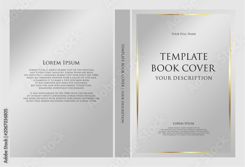 Book cover template design with gold accents.