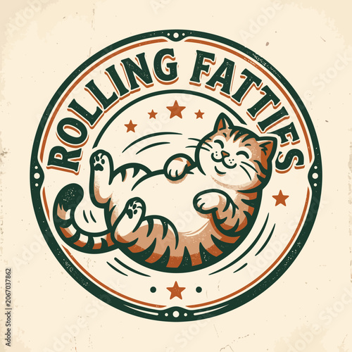 Playful fat tabby cat rolling over.