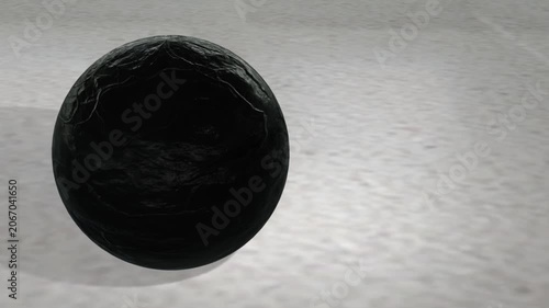 Textured black sphere exploding into pieces animation