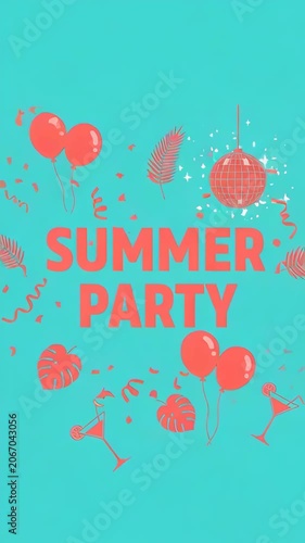 Animated summer party scene with coral 