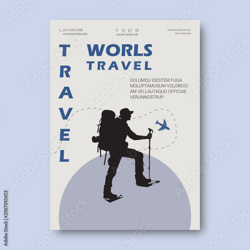 Travel Agency Promotion Poster Template with Woman Jumping on Globe