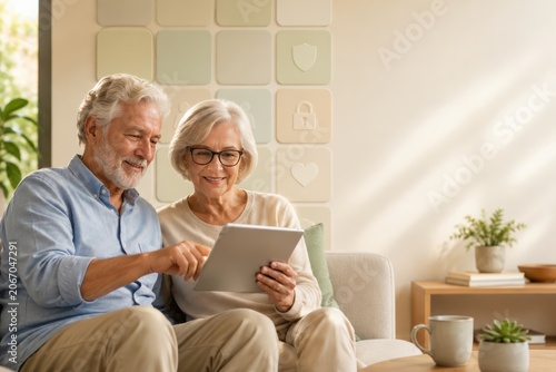Senior Couple Learning Digital Skills With Tablet at Home