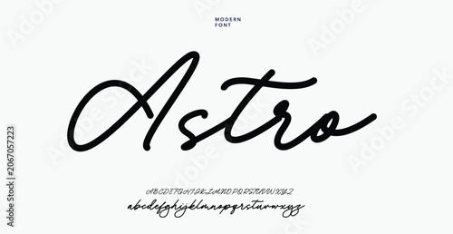 Handwritten Astra logo in black ink on paper