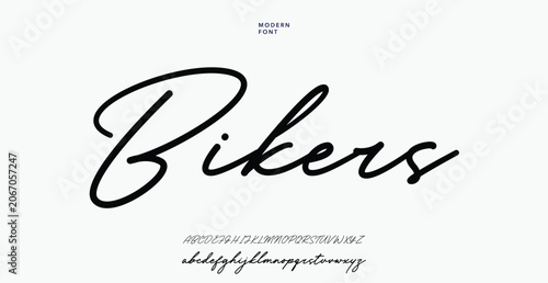 Handwritten bikers word in black ink on paper
