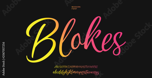 Colorful handwritten Blokes graffiti text with neon glow