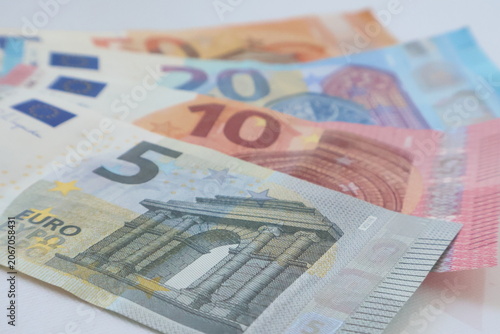 Euro bills, 5, 10, 20 and 50 Bank notes