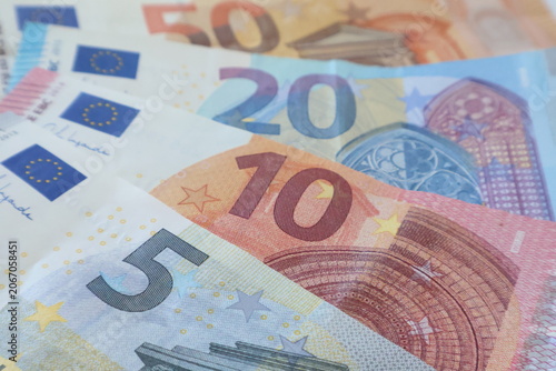 Euro bills, 5, 10, 20 and 50 Bank notes

