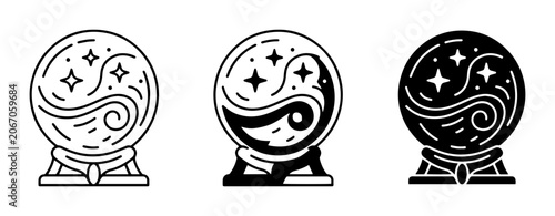 Canvas-taulu Mystical Crystal Ball Icons, Fortune Telling Orb Graphics, Yin Yang Symbols, Cel