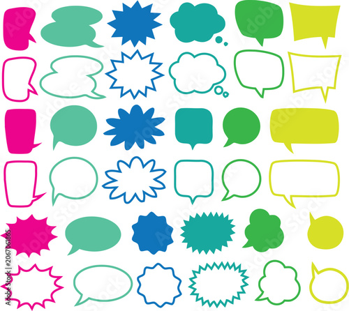 Colorful speech bubbles silhouette vector icons set