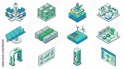 Isometric Technology and Industry Icons Collection.
