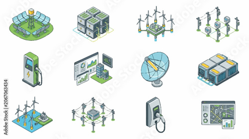 Isometric Technology and Industry Icons Collection.