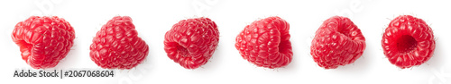 Set of various fresh raspberries on white background