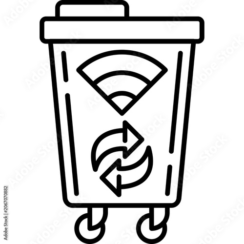 Smart Recycling System Outline Icon