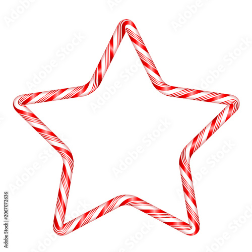 Candy cane Star, glossy red and white peppermint Christmas clip art for party, holiday celebrations, posters, decorations for presents, Christmas tree toppers, ornaments, cards, journals. 