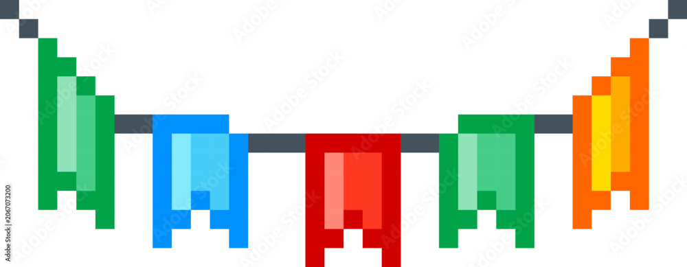 Fototapeta premium Bunting Banner Hanging Pixel Art