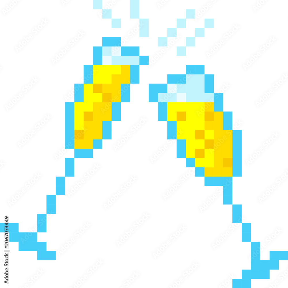 Fototapeta premium Champagne Toast Pixel Art