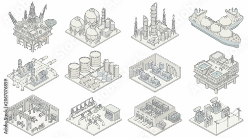 Isometric Industrial Buildings and Infrastructure Collection.