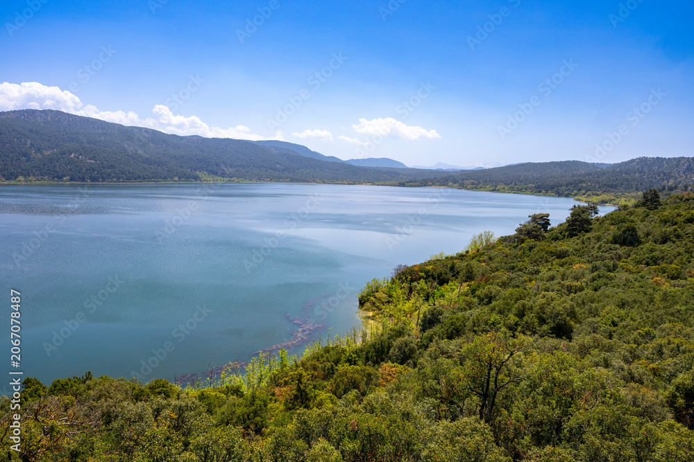 Obraz premium Kovada Lake National Park with the surrounding area of 6534 hectares is one of the Turkish National Parks since 1970. It was declared as a 1 level protected area in 1992. The lake, which is quite shal