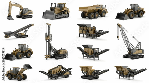 Photos Collection of heavy construction machinery and equipment.