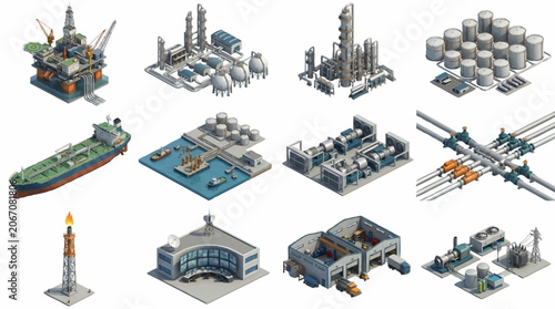 Foto Isometric Industrial Buildings and Infrastructure Collection.
