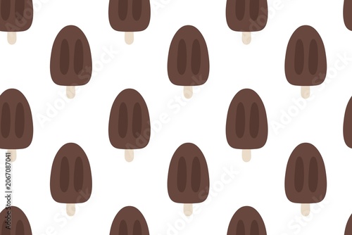 This is a seamless raster pattern featuring stylized chocolate ice cream bars (eskimo) in a minimalist flat design. 