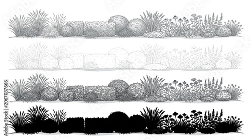 Canvastavla CAD landscaping elements with different plant and shrub styles