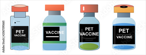 Foto Pet vaccine vials vector illustration set veterinary medicine bottles for dog an