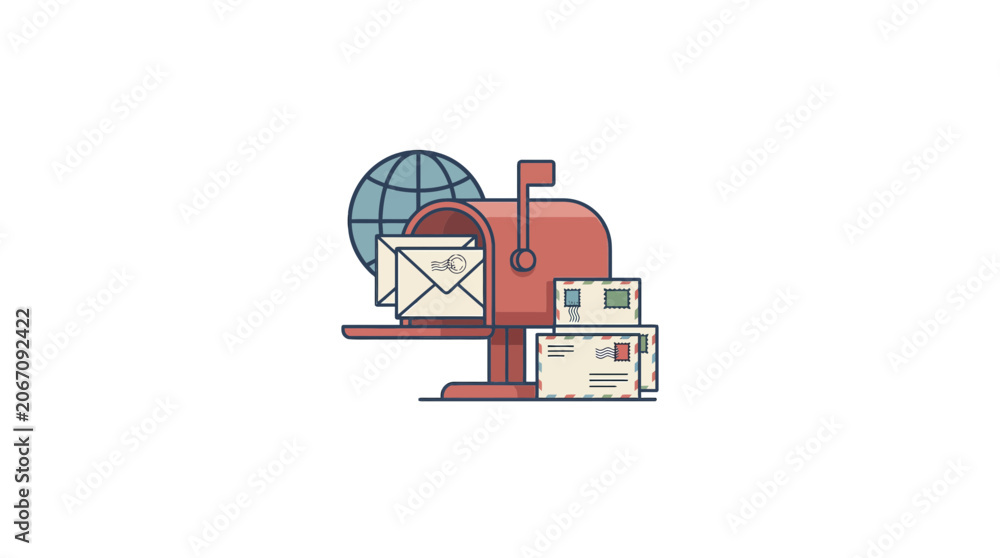 Obraz premium Email and Mailbox Illustration: Global Communication and Postal Service Concept