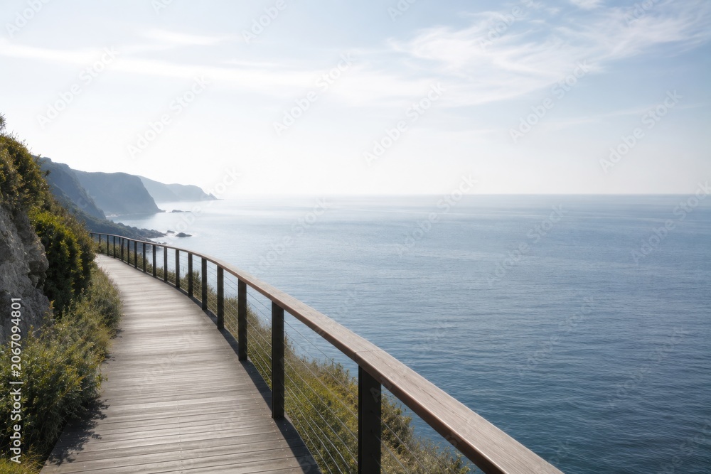 Fototapeta premium Minimalist luxury interior and scenic outdoor spaces design for modern lifestyle.