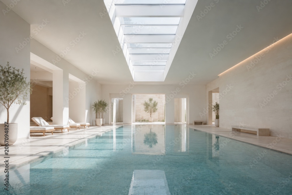 Fototapeta premium Minimalist luxury interior and scenic outdoor spaces design for modern lifestyle.