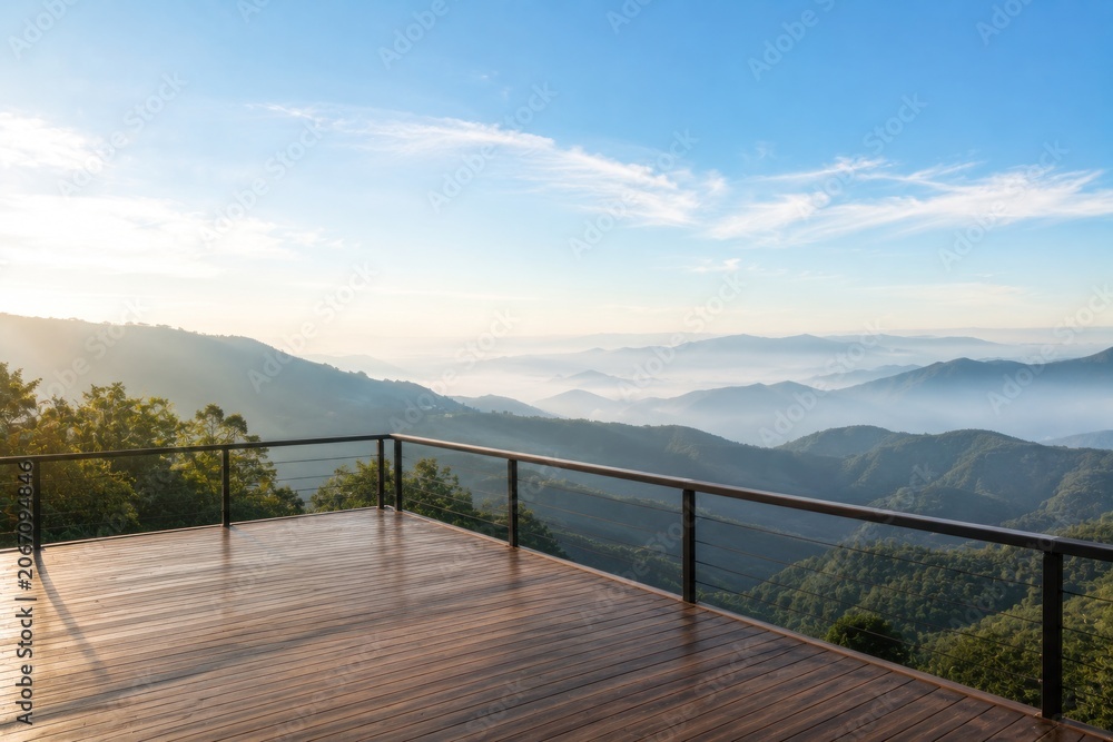 Fototapeta premium Minimalist luxury interior and scenic outdoor spaces design for modern lifestyle.