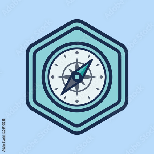 Obraz na plátně A stylized flat icon of a navigational compass in a hexagon