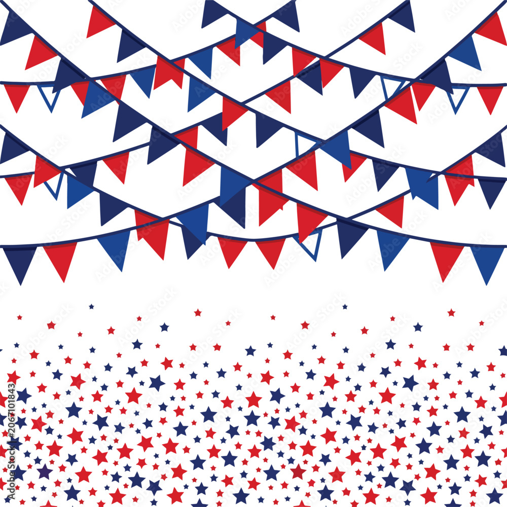 Fototapeta premium Patriotic bunting flags and red and blue stars