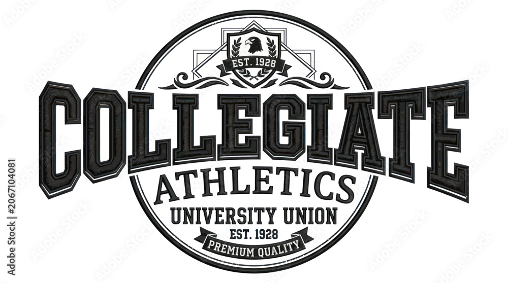 Fototapeta premium Vintage collegiate athletics university union varsity sports emblem