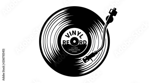 Photos Vintage vinyl record with tonearm and stylus needle
