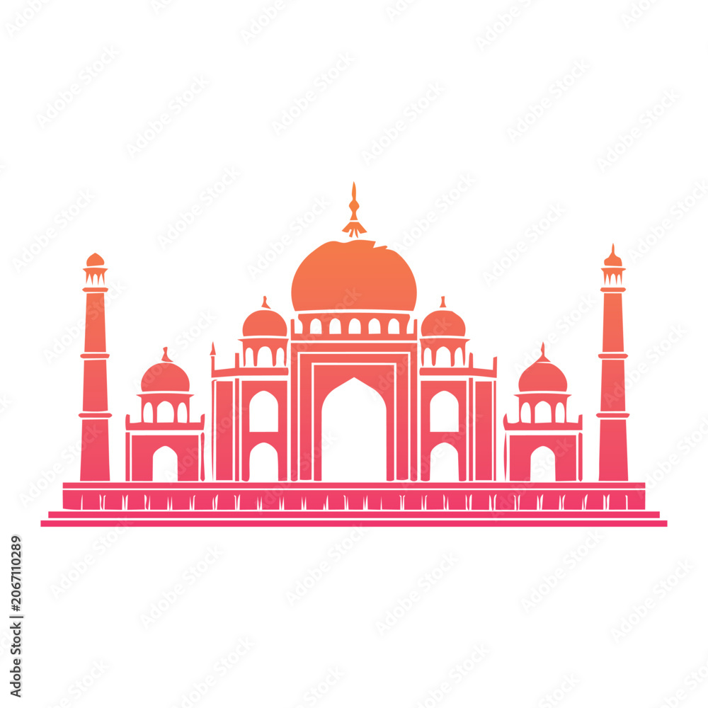 Fototapeta premium Minimal Islamic Mosque Silhouette, Vector Illustration, Modern Flat Design