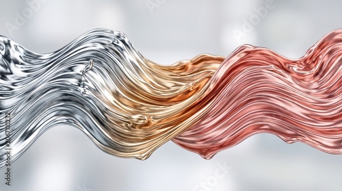 Vibrant metallic waves flow across a blurred background
