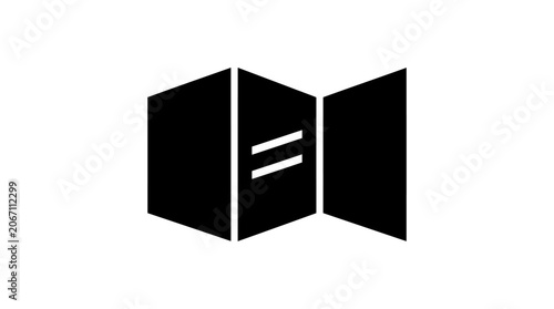 Black geometric folding brochure icon.