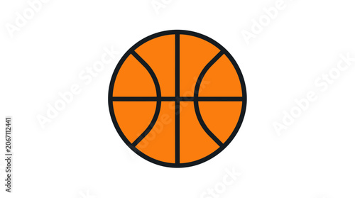 Obraz na płótnie Classic orange basketball with black ribbing on white background